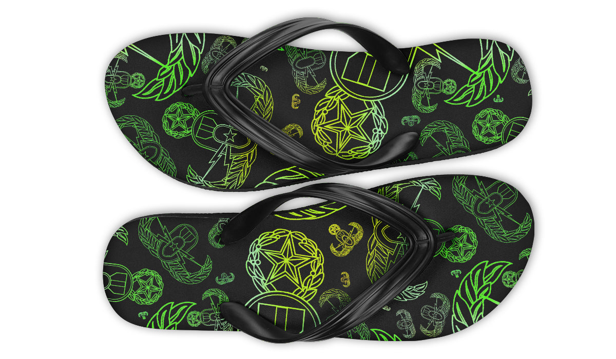 Flip Flops - "EOD Mixed Badges" (Lemon Lime on Black)