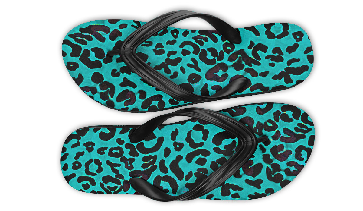 Print On Demand - Flip Flops - "Leopard" (Turquoise)
