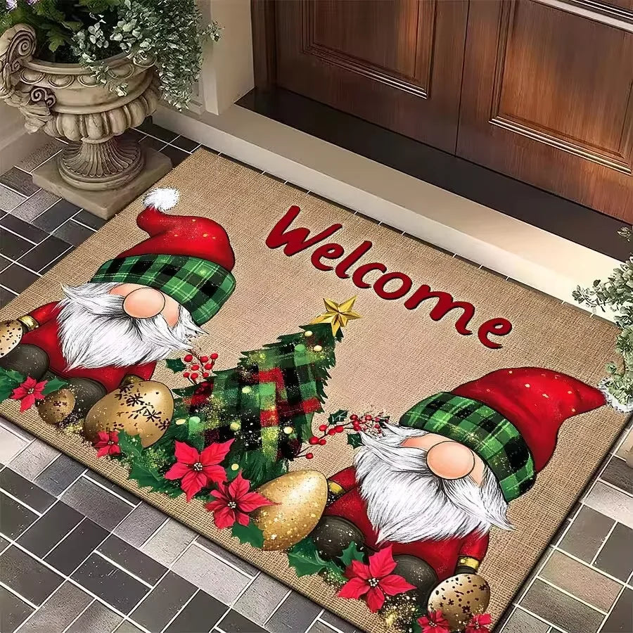 1PC Three Santa Claus Festive Christmas Rug