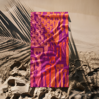 Print On Demand  - Beach Towel - "EOD Bomb Flag" (Orange & Pinks)