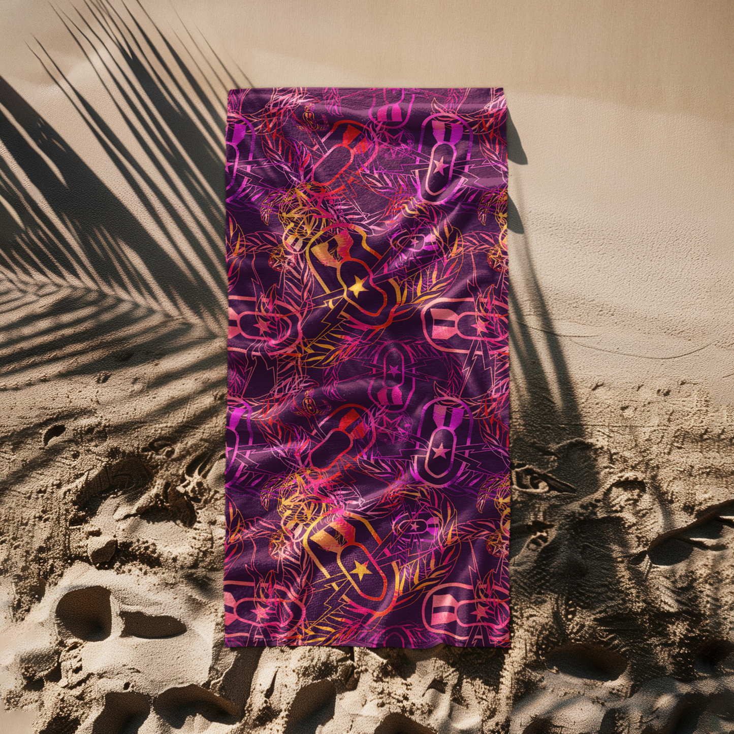 Print On Demand  - Beach Towel - "It's 5 o'clock Somewhere" (Yellow/Orange/Purple)
