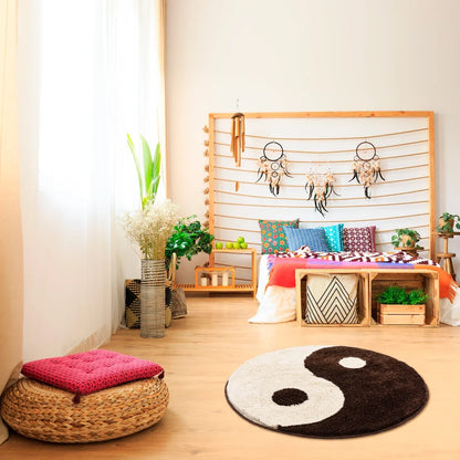 Yin and Yang Symbol Fluffy Circle Soft Rug
