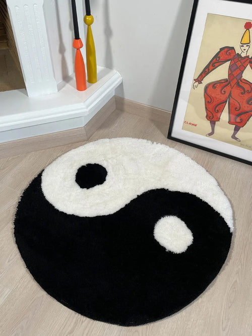 Yin and Yang Symbol Fluffy Circle Soft Rug
