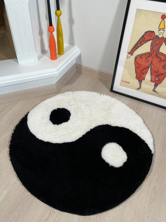 Yin and Yang Symbol Fluffy Circle Soft Rug