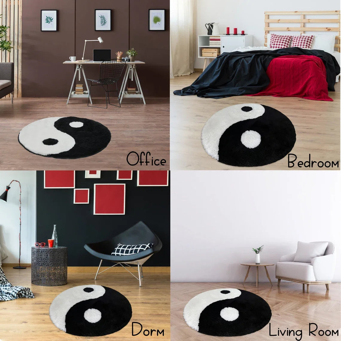 Yin and Yang Symbol Fluffy Circle Soft Rug