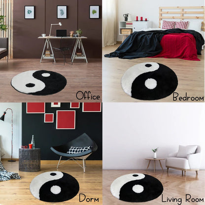 Yin and Yang Symbol Fluffy Circle Soft Rug