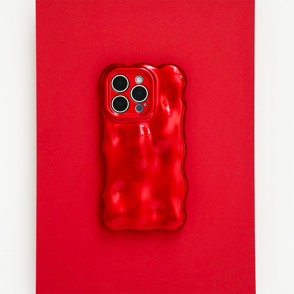 3D Bubble Phone Case - Cherry Red