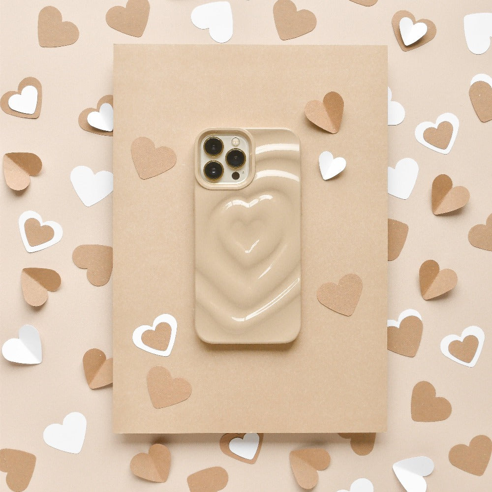 Melting Heart Phone Case - Biscuit Beige