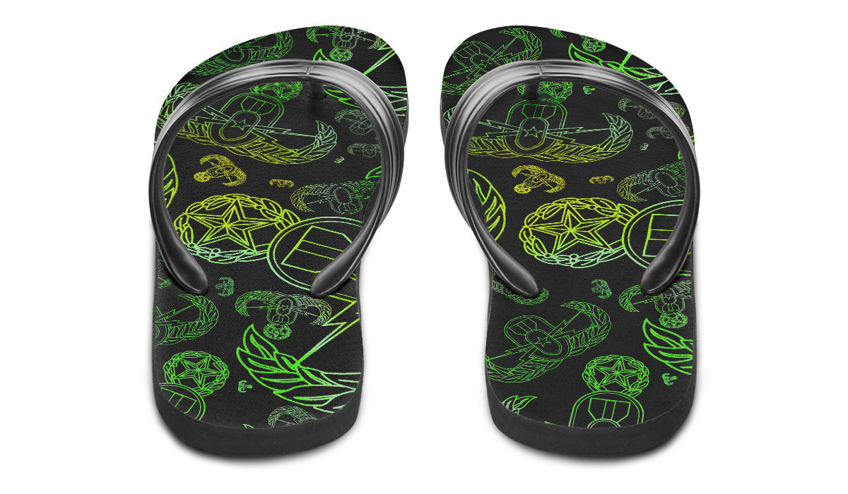 Flip Flops - "EOD Mixed Badges" (Lemon Lime on Black)