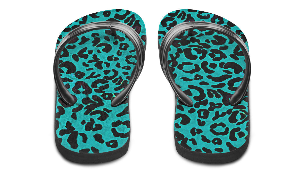 Print On Demand - Flip Flops - "Leopard" (Turquoise)
