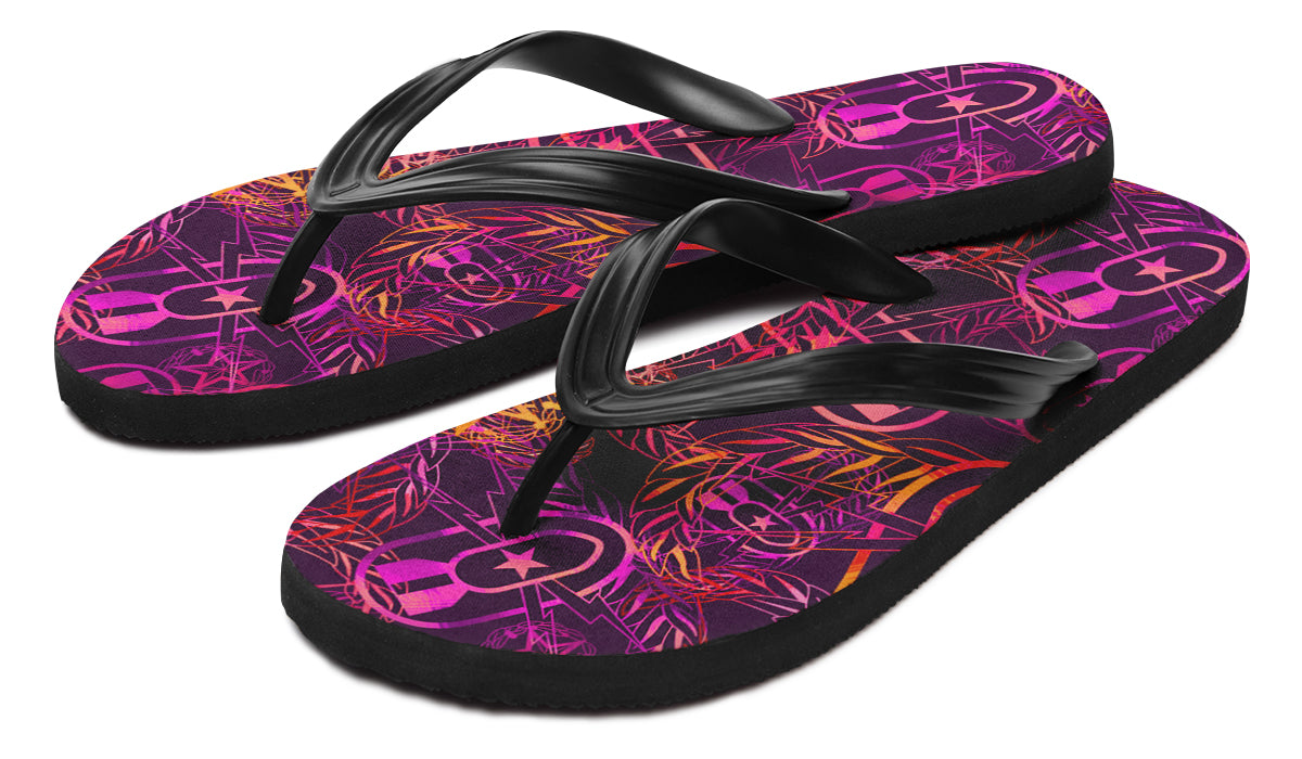 Flip Flops - "It's 5 o'clock Somewhere" (Yellow/Orange/Purple) Size 5/6