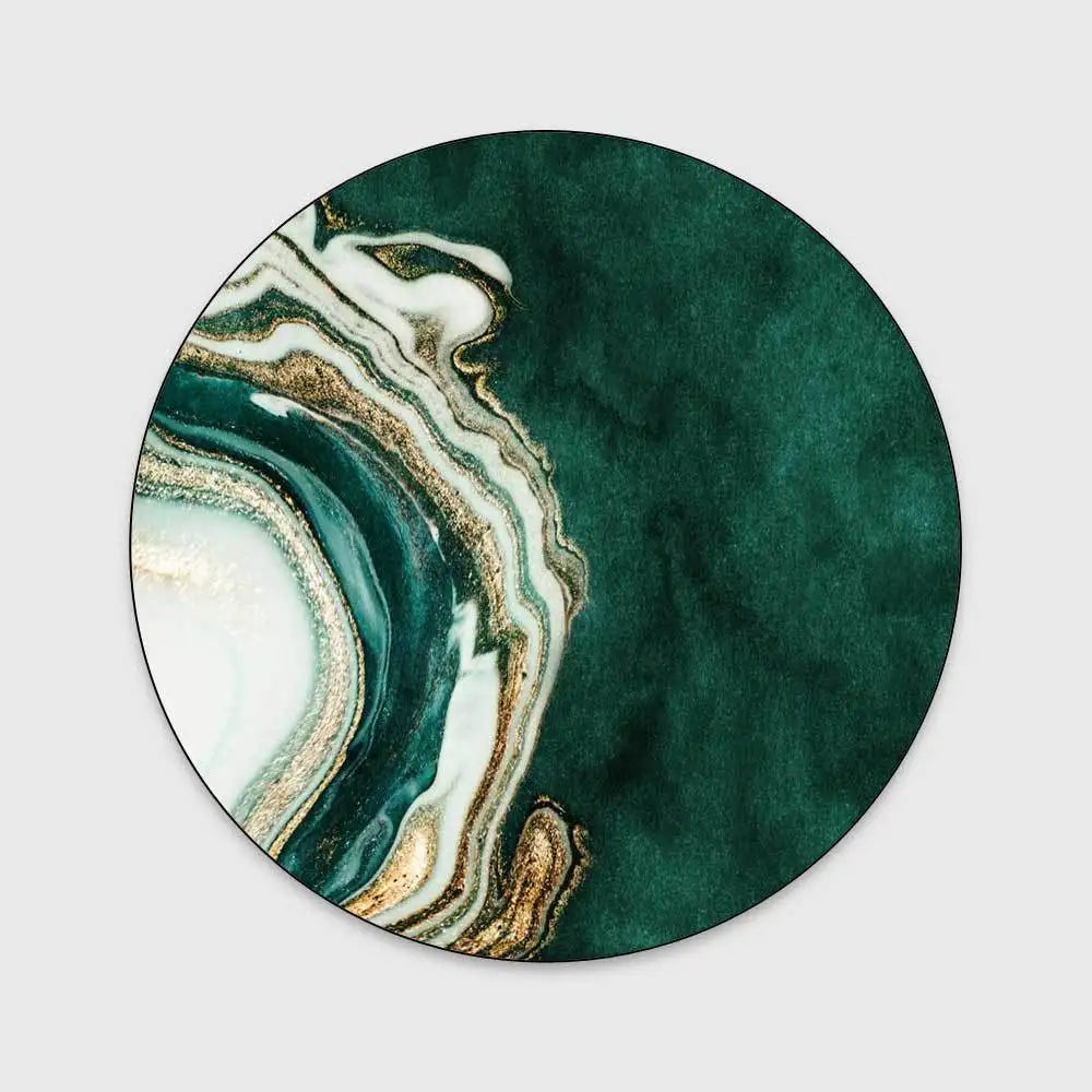 Light Luxury Rugs For Bedroom Dark Green Round Carpets
