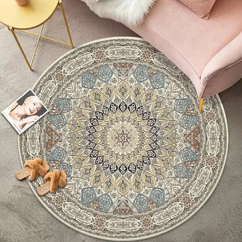 Vintage Bohemian Ethnic Style Circular Printed Carpet