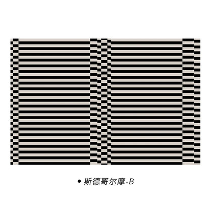 Light Luxury Rugs for Bedroom Black White Plaid