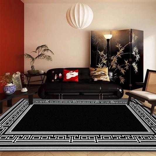Chinese Style Black Classical Carpet