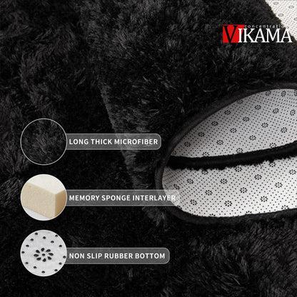 Black Area Plush for Bedroom Living Room Fluffy Rug