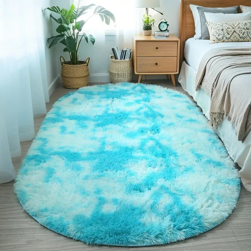 Fluffy Oval Plush Carpet Extra Soft Rug For Living Room