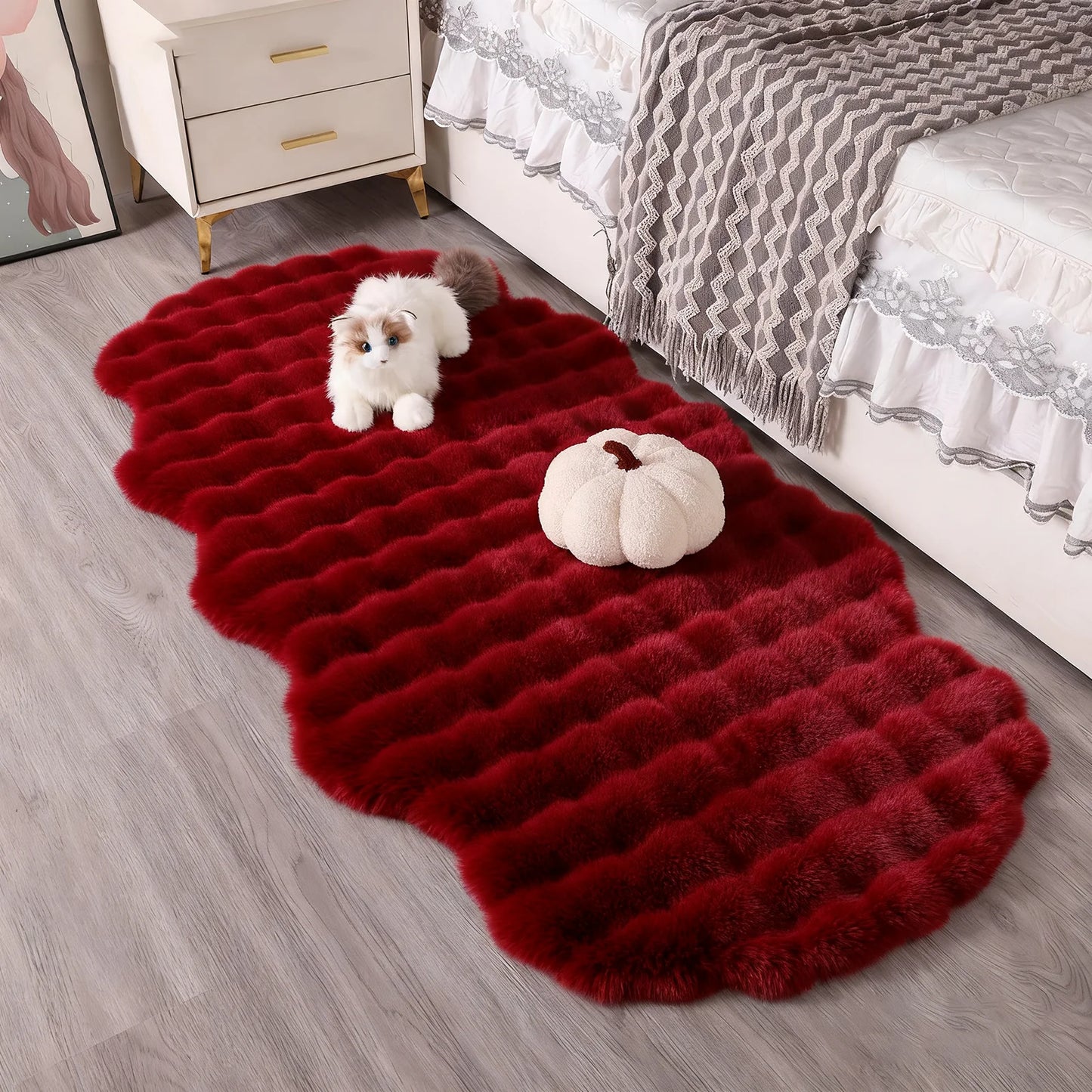 Bubble Velvet Faux Rabbit Fur Rug Ultra Soft