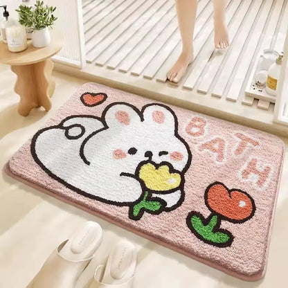 Bathroom Water-Absorbing Rug Cute Anti-Slip Imitation Cashmere