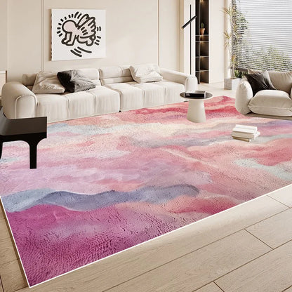 Simple Pink Large Easy Clean Minimalism Sofa Area Rugs