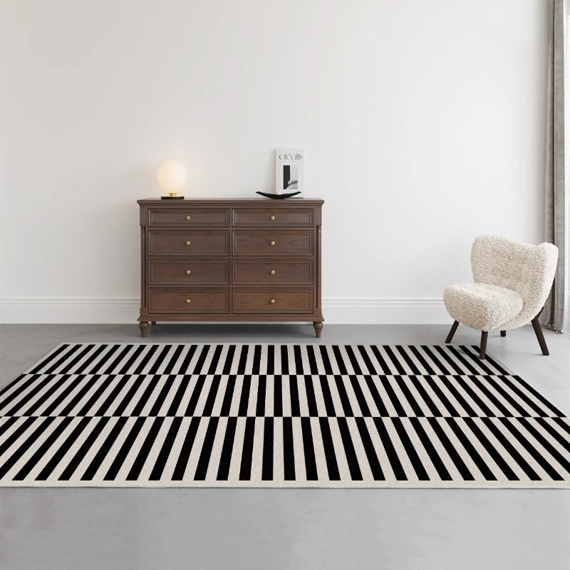 Light Luxury Rugs for Bedroom Black White Plaid