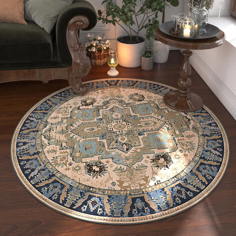 Nordic Style Bedroom Decor Round Carpet Retro American