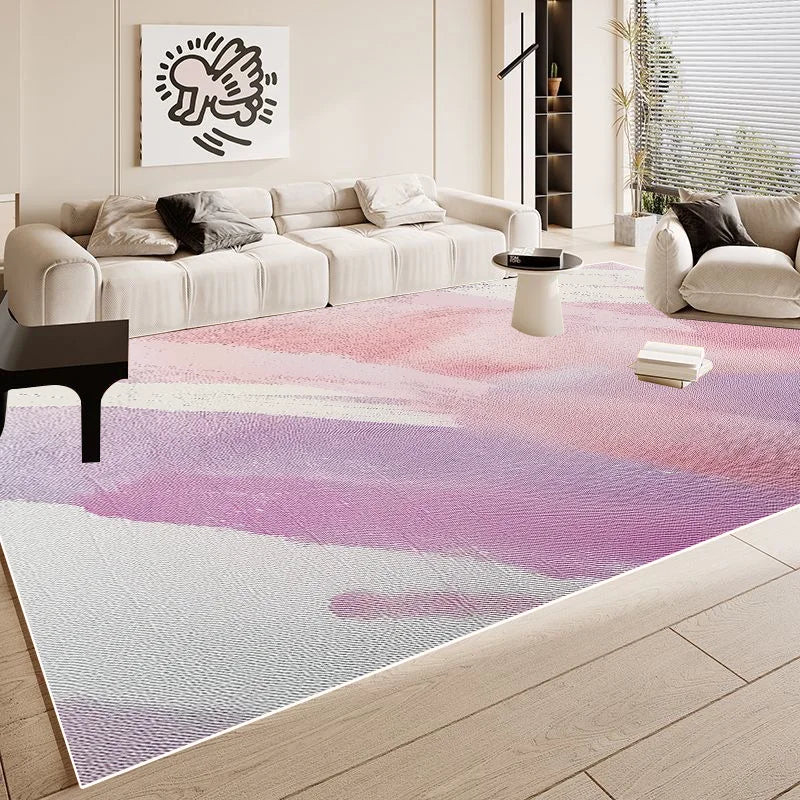Simple Pink Large Easy Clean Minimalism Sofa Area Rugs