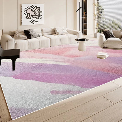 Simple Pink Large Easy Clean Minimalism Sofa Area Rugs