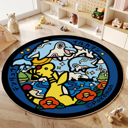 Cartoon Round Carpet Gaming Computer Chair Floor Mat