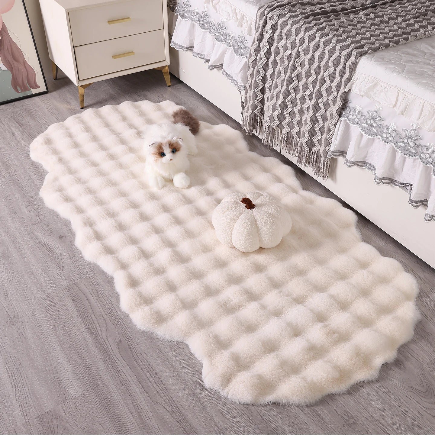 Bubble Velvet Faux Rabbit Fur Rug Ultra Soft