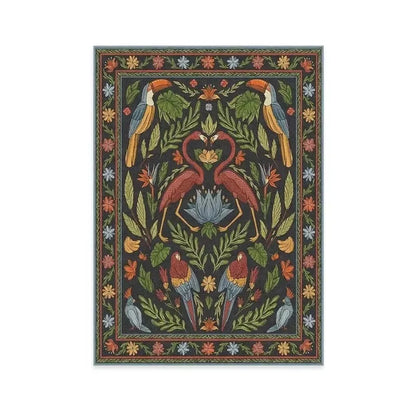 American Pastoral Style Flora Fauna Print Rugs