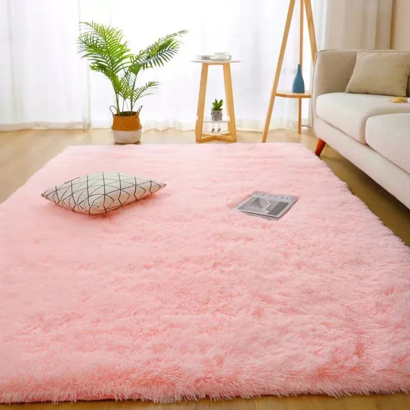 Black Area Plush for Bedroom Living Room Fluffy Rug