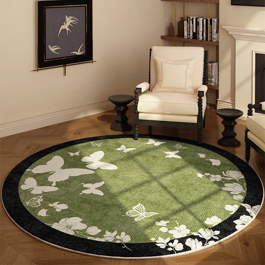 French Style Bedroom Decor Round Carpet Flower Pattern