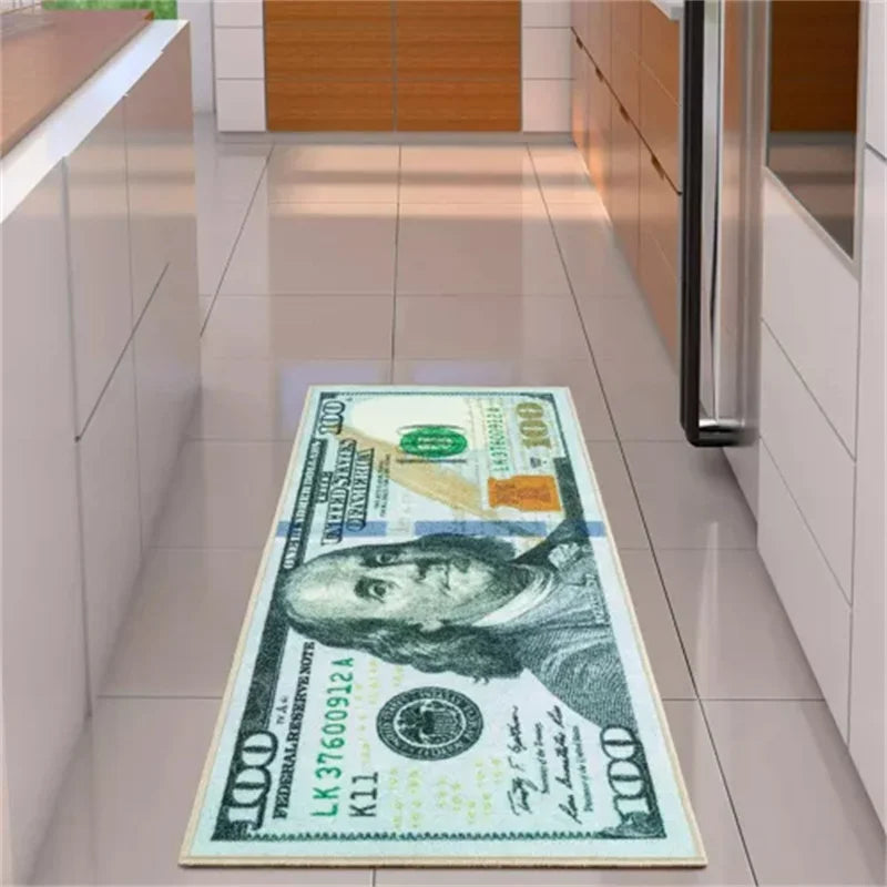 100 Dollar Bill Money Kitchen Floor Mat