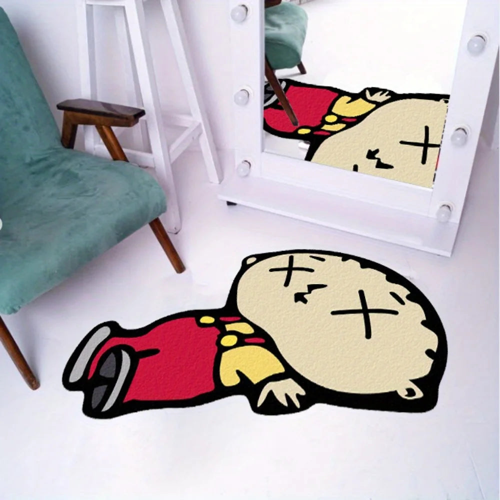 Cartoon Character Fleece Irregular Living Room Sofa Throw Rug