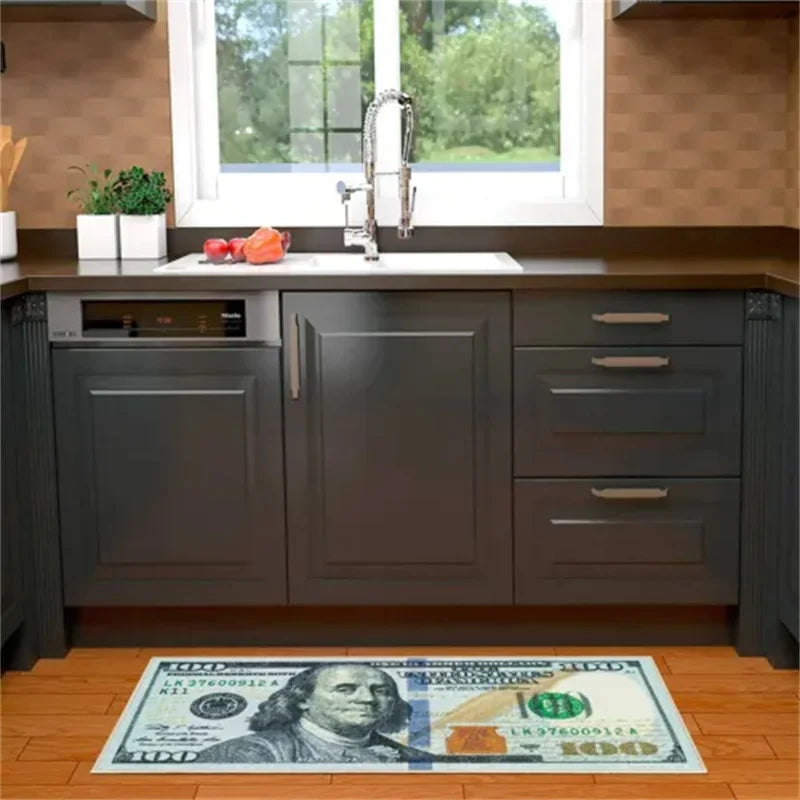 100 Dollar Bill Money Kitchen Floor Mat