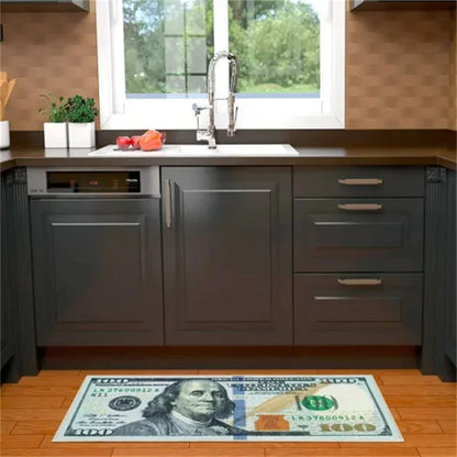 100 Dollar Bill Money Kitchen Floor Mat