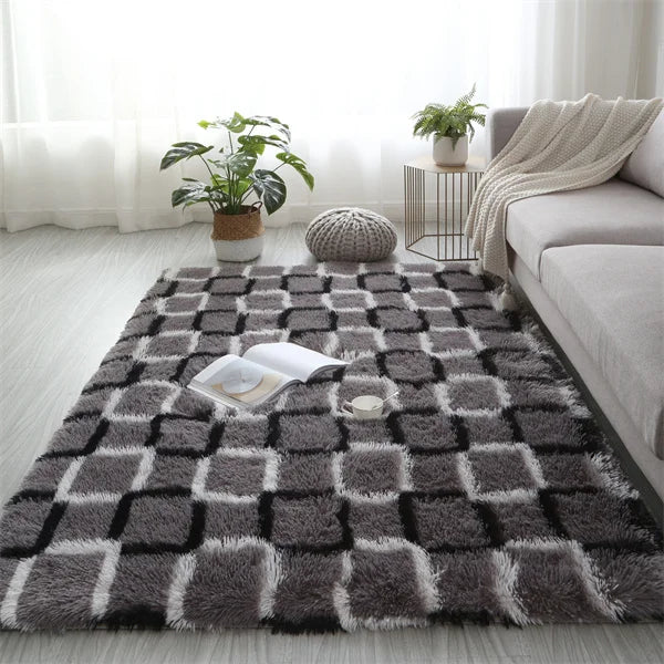 Modern Shag Leopard Print Fluffy Rug