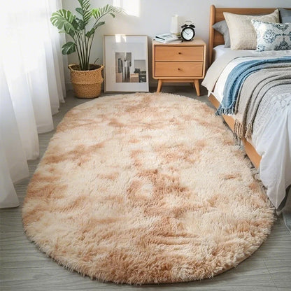 Fluffy Oval Plush Carpet Extra Soft Rug For Living Room
