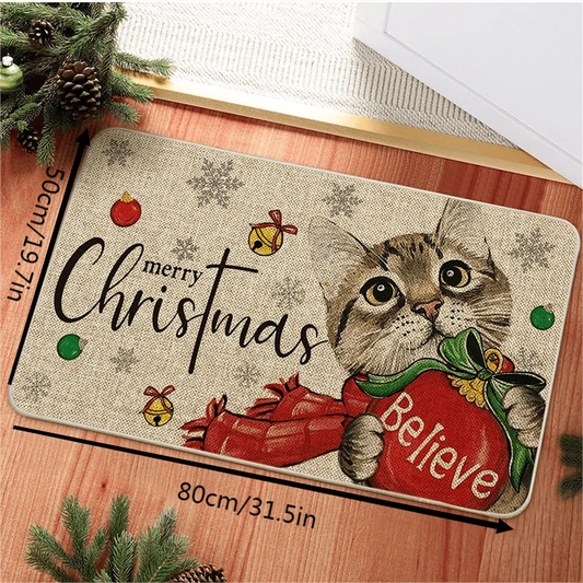 Christmas Santa & Snowman Holiday Rug