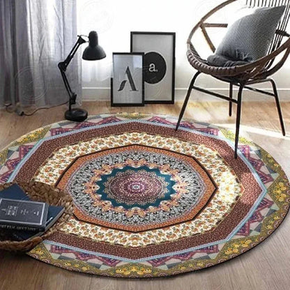 Vintage Bohemian Ethnic Style Circular Printed Carpet