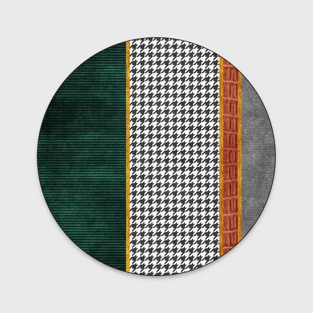 Light Luxury Rugs For Bedroom Dark Green Round Carpets