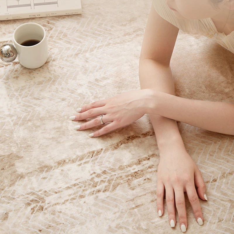 Cream Style Bedroom Decor Round Carpet