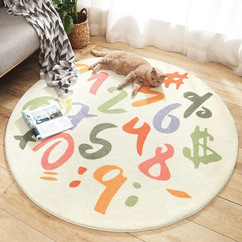 Nordic Style Carpets Cartoon Bedroom Decor Round Carpet