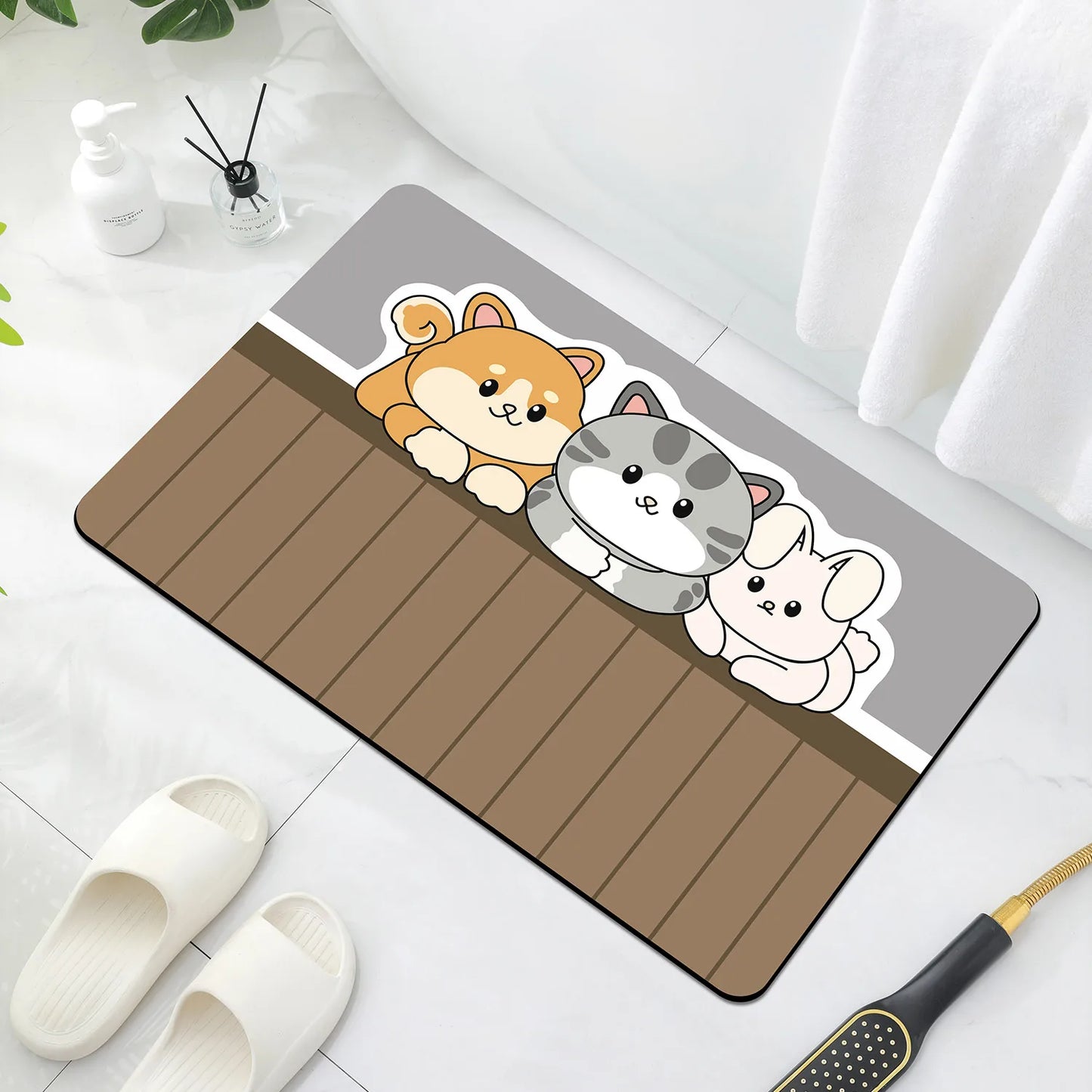 Cartoon Soft Diatomaceous Bathroom Absorbent Floor Mat