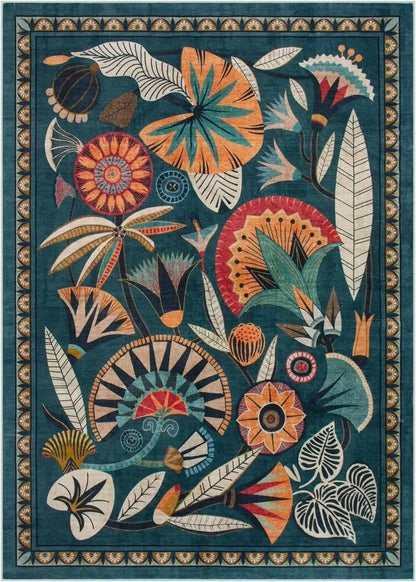 American Pastoral Style Flora Fauna Print Rugs