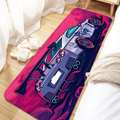 Cool Racing Carpet Non-Slip Soft Bedroom Bedside Rugs