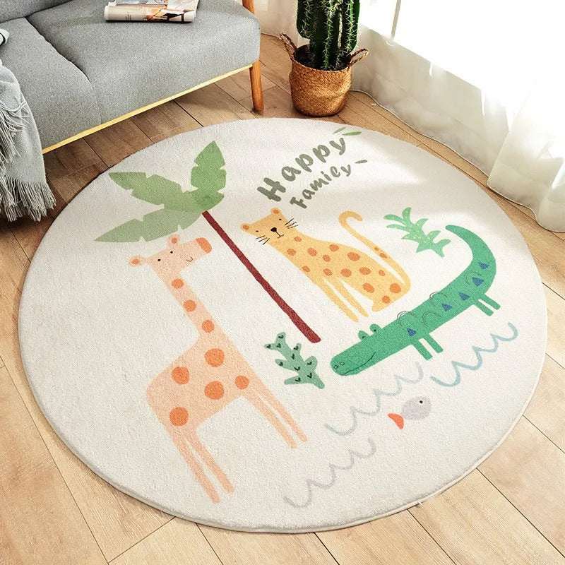Nordic Style Carpets Cartoon Bedroom Decor Round Carpet