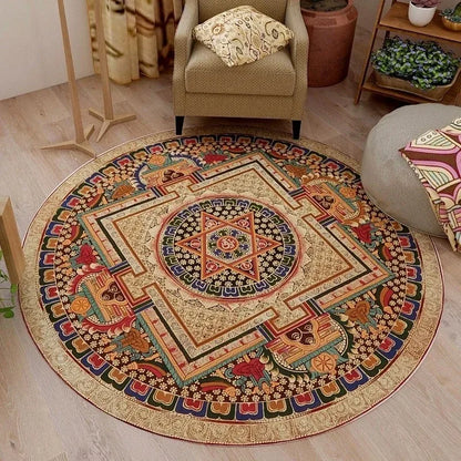 Vintage Bohemian Ethnic Style Circular Printed Carpet