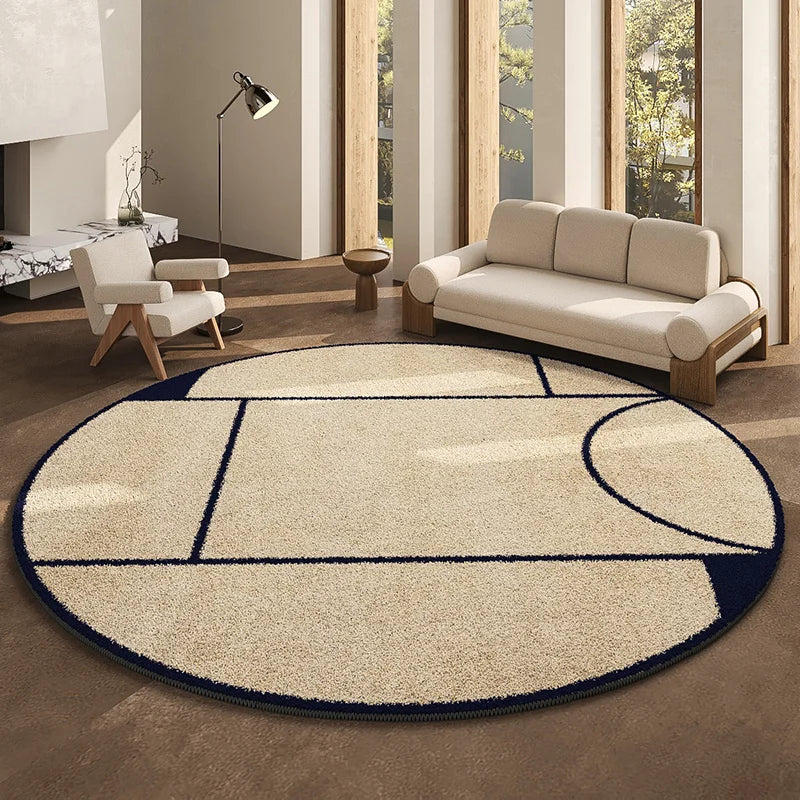 Round Geometric Living Room Carpet Modern Minimalist